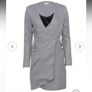 JASON WU MINI DRESS SIZE M BLACK/WHITE PLAID V-NECK JACKET NWT